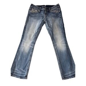 Vigoss Chelsea Slim Boot Jeans Womens 11/12 Medium Wash Embellished Y2K Denim
